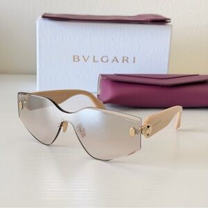 New! Bulgari Serpenti BV40034U 57C Gold and Beige Sunglasses, Authentic